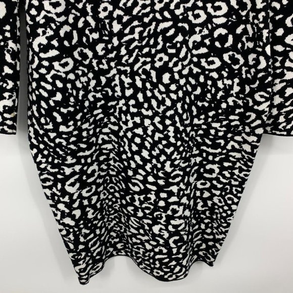 Express Dress Black White Animal Print Stretch Bodycon Midi - Picture 5 of 9